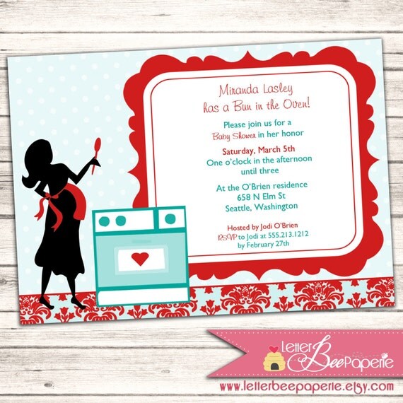Bun in the Oven Custom Baby Shower Invitation - Boy, Girl or Gender Neutral - DIY Printable Invite - Baby Sprinkle, Couples Shower Il_570xn
