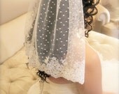 Sweetheart Polka Dotted Mid Length Bridal Veil