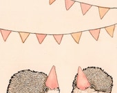 Hedgehog Party 4x6 Notecard