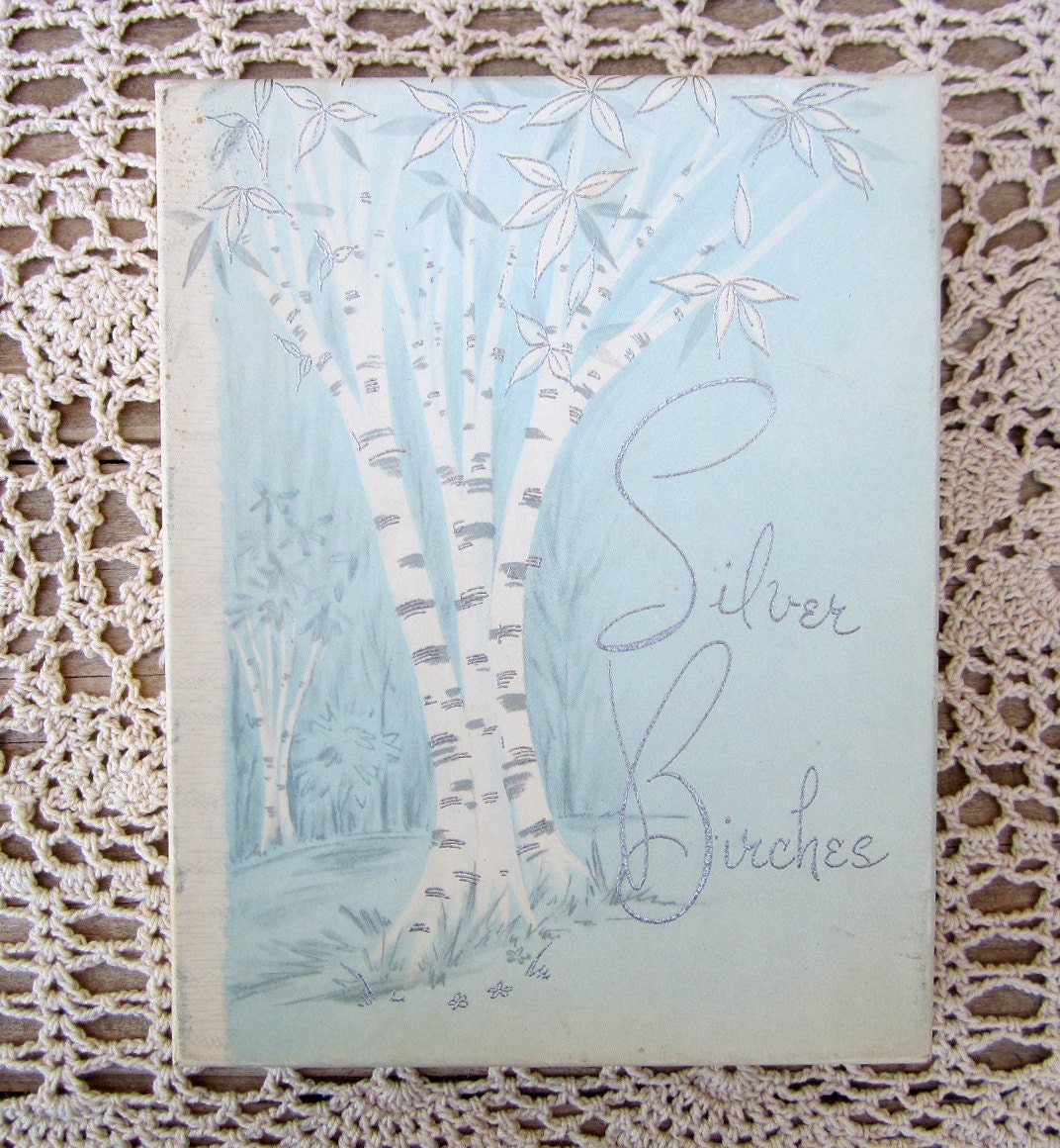 Vintage Embossed Silver Birches Stationary with Gummed Labels - Boxed Set