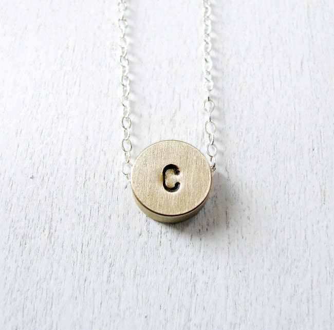 Mothers Day Jewelry - Personalized Mothers Necklace - Personalized Initial Necklace - Personalized Gift -  Vintage Circle Block