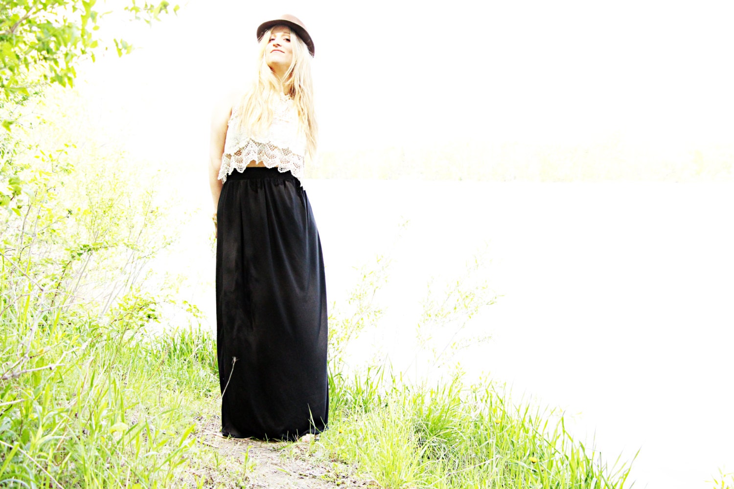 long black Maxi Skirt - high waisted maxi skirt. women's maxi skirt, long jersey skirt, bohemian skirt, hippie, hipster