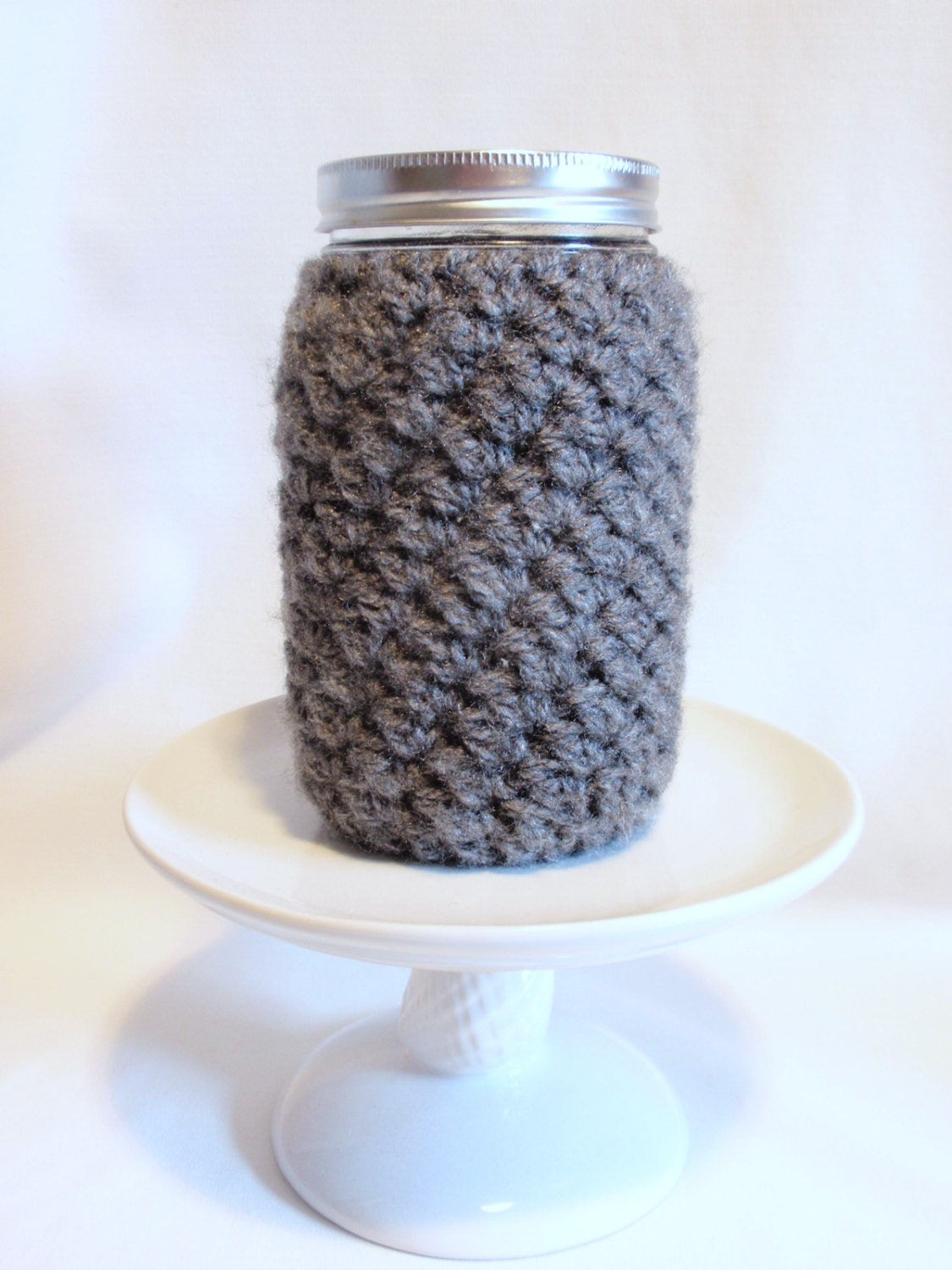 Mason Jar Cozy  Charcoal Gray Sweater Sleeve  QUART  32  oz.   Gift for Her or Gift for Him  Tea Cozy, Coffee Sleeve