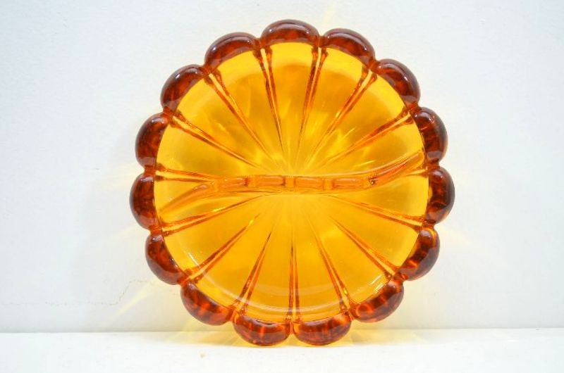 Vintage Amber Glass Ashtray