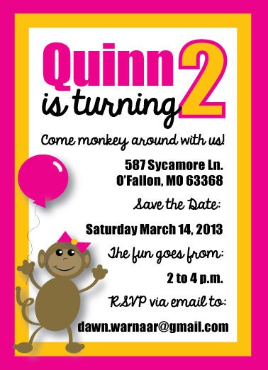 Come Monkey Around with Us-Children's Birthday Party Invite