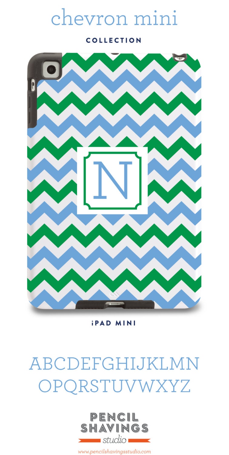 Monogrammed Chevron iPad Case - Custom Colors