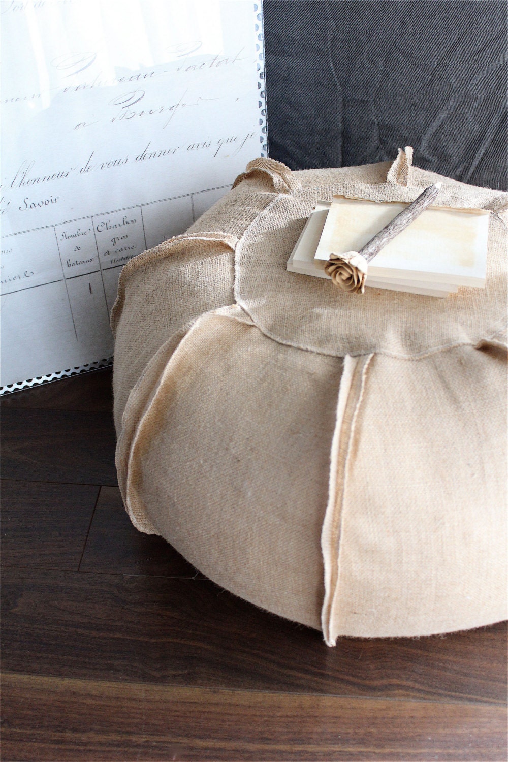 Burlap XLarge Pouf/Ottoman