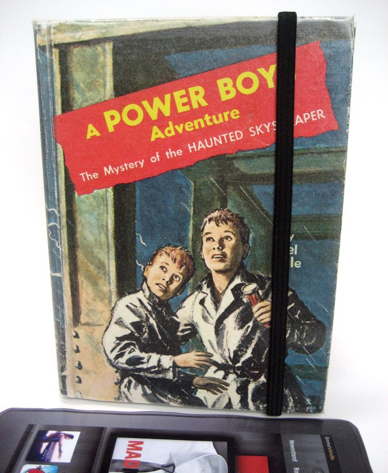 Retro eReader Case Upcycled from Vintage Power Boys Detective Book, Fits 7 inch Kindle & Nexus, Kindle Fire, Nook HD, and Galaxy Tab