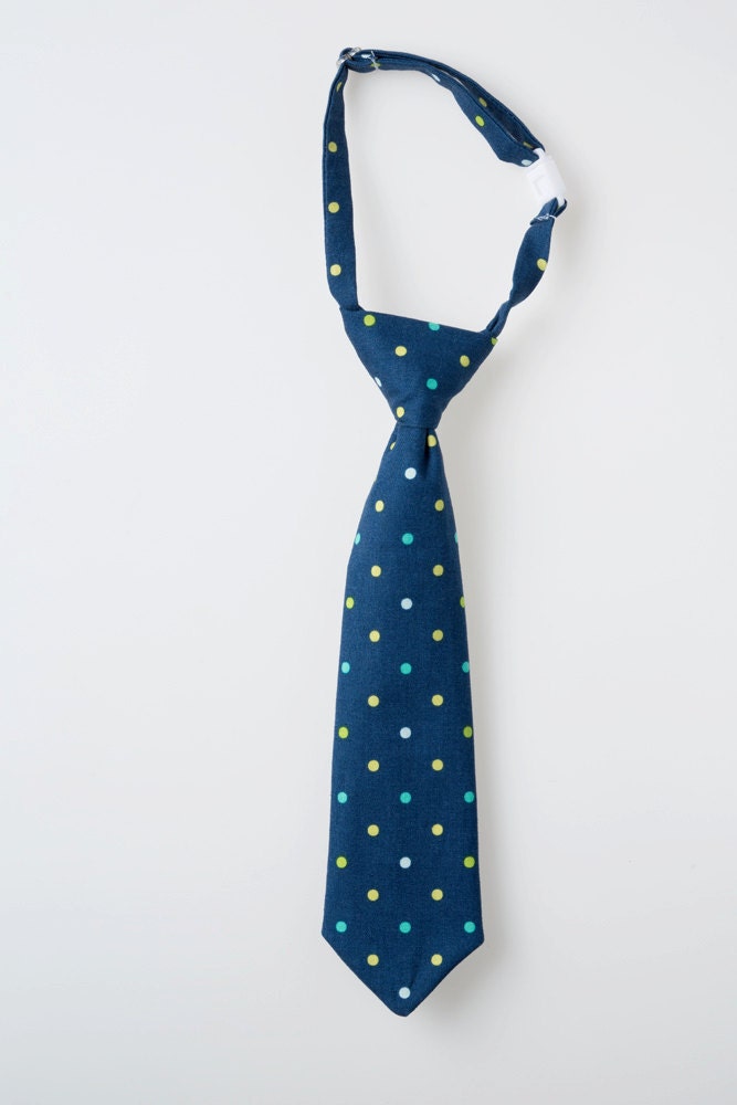 Baby Boy Tie - Navy with Polka Dots - Little Boy Necktie