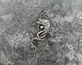 Silver Dragon Ear Cuff, Gothic Creature Earring, LEFT EAR