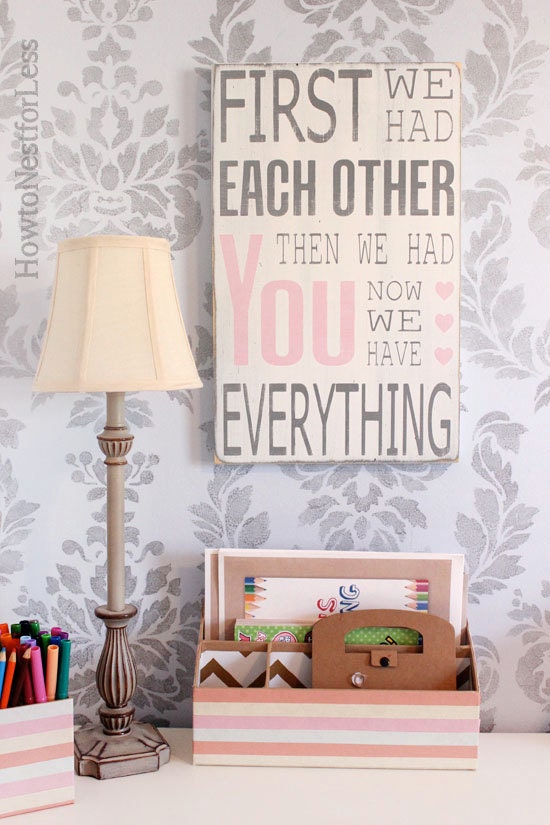First We Had Each Other Wood Sign...Now We Have Everything Typography Art Sign - Shabby Chic - Subway Art Baby Sign- Your Choice of Colors