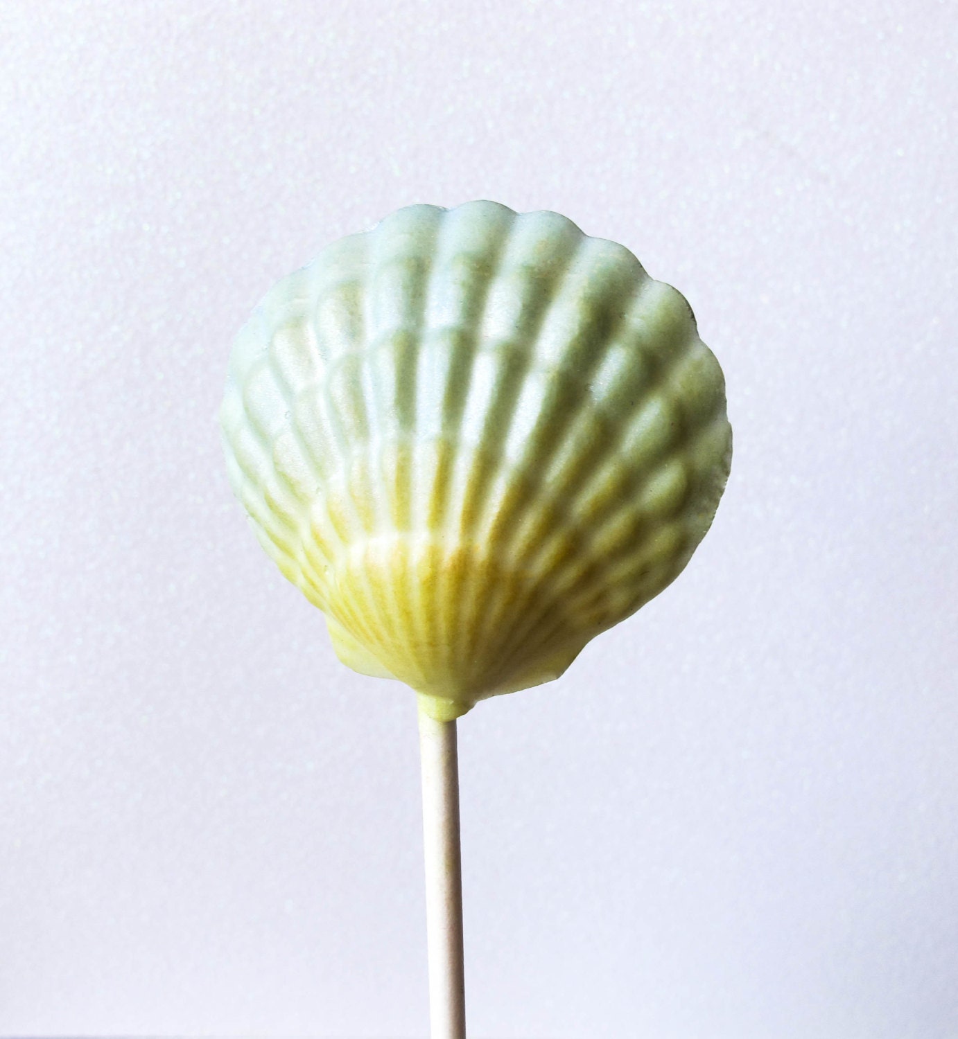 3 Chocolate Shell Lollipops: Sea Foam Ombre