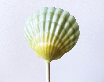 3 Chocolate Shell Lollipops: Sea Foam Ombre