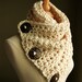 The Original BOSTON HARBOR SCARF - Warm, soft & stylish scarf with 3 large coconut buttons - Cream with Brown Buttons
