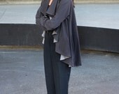 Ruffled gray brown jacket with light gray lining