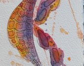 Whimsical Sea Horse Original Water Color Painting approx. 5 x 13 inches - Coastal - Beach Art - Condo Decor Ocean