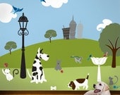 Wall Mural Stencil Kit, Cats and Dogs Wall Art, 49 Wall Stencils for Boys Room Wall Mural