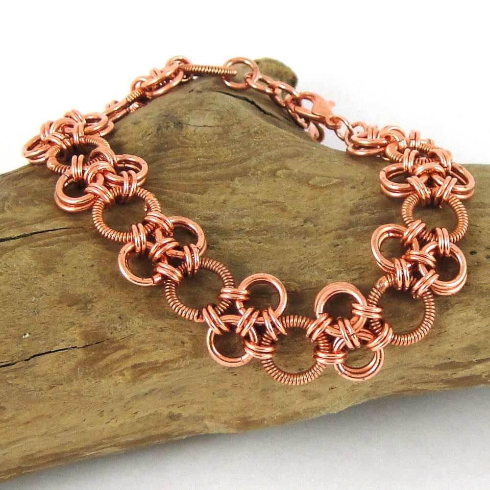 Copper Chainmail Bracelet Japanese Lace Variation