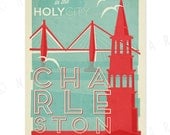 Charleston, South Carolina - 12 x 18 Retro Travel Print