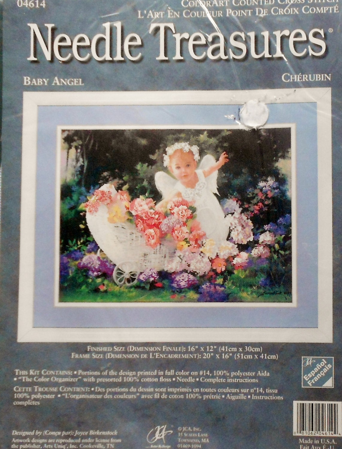 Joyce Birkenstock BABY ANGEL CHERUBIN Needle Treasures - Stamped Cross Stitch Kit