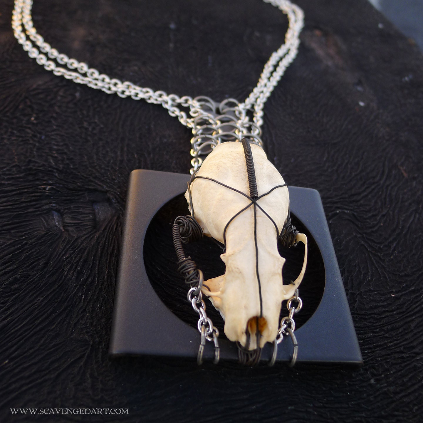 Real Skull Industrial Found Object Necklace Post Apocalyptic Goth Steampunk