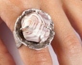 SAMPLE SALE Pink and white agate ring