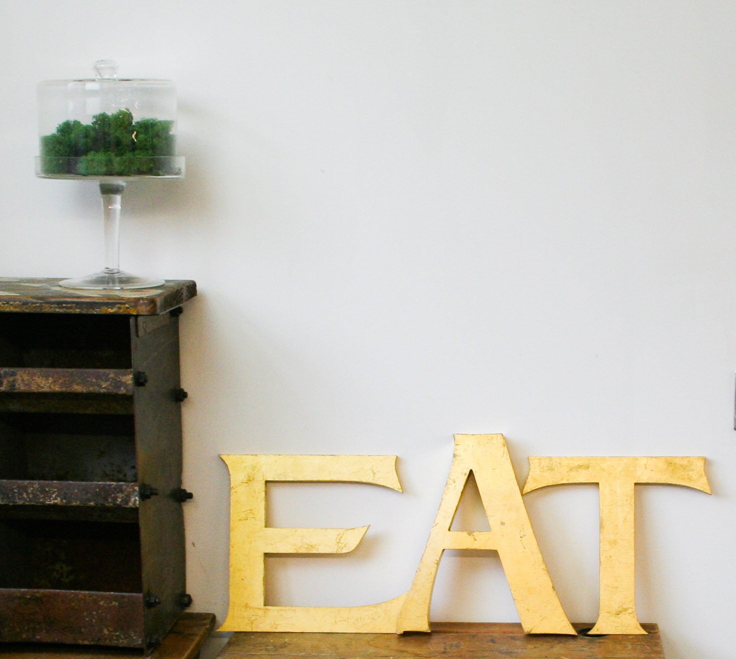 Vintage Shop letters Sign EAT, 24 carat gold leaf, antique signage