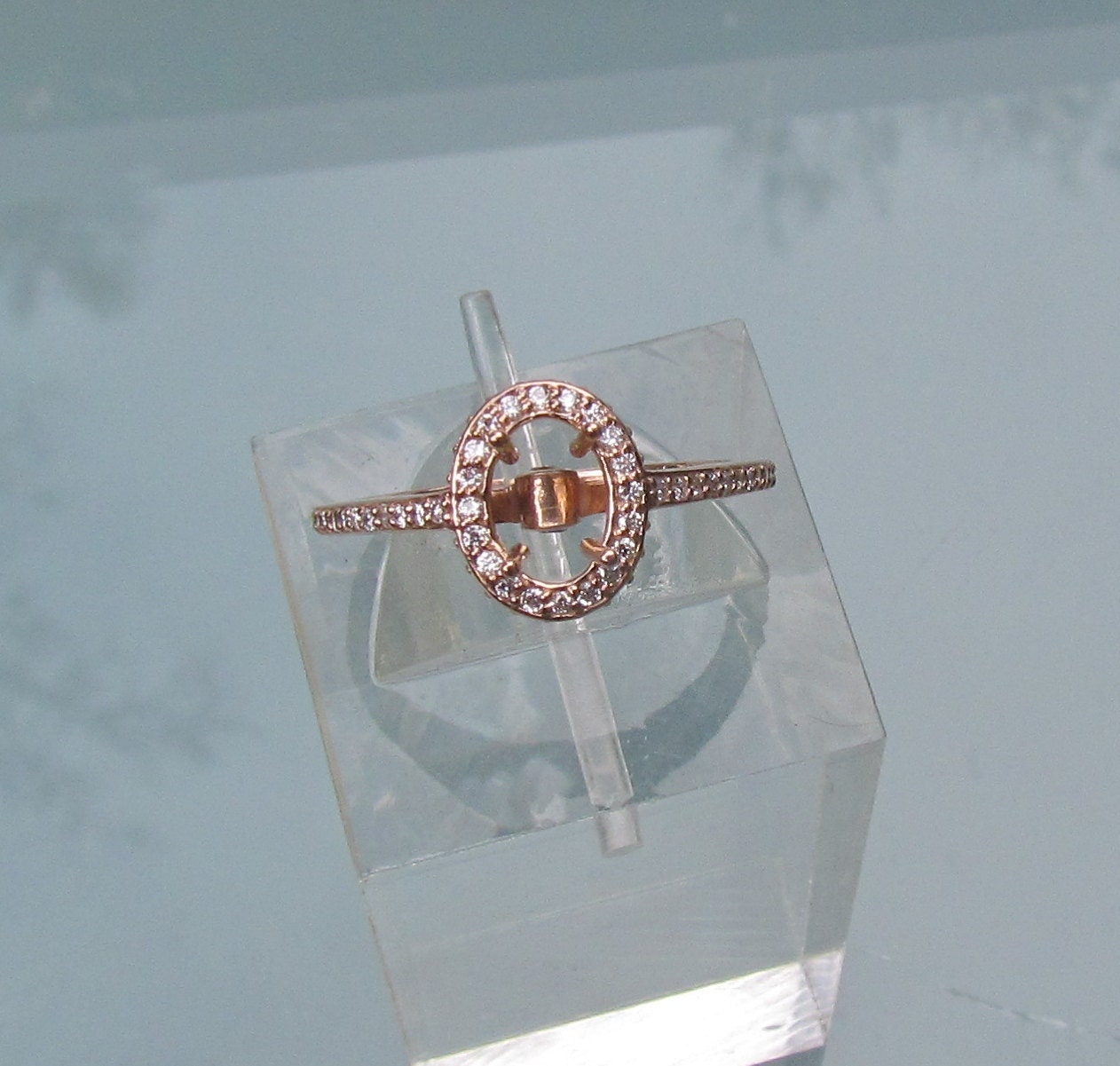 Engagement Semi Mount Ring in 14k Rose Gold Diamond Halo Let Us Help You Choose Your Gemstone
