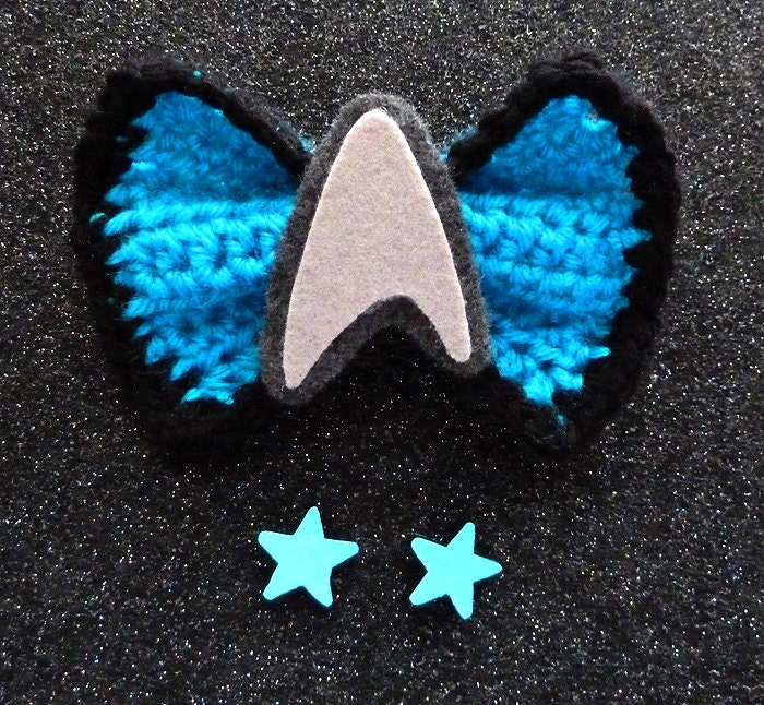 Star Trek Bow and Earring Set: Science Blue