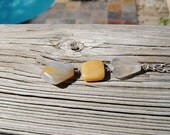Triple Threat Blue Lace Agate and Golden Quartz Pendant Necklace