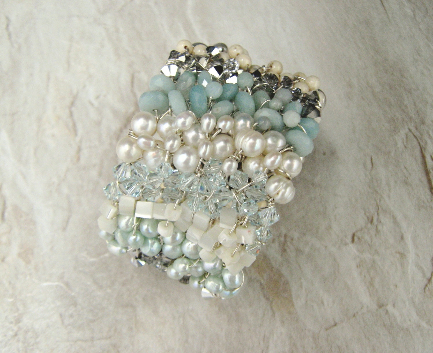 Something Blue Bridal Cuff Bracelet - Custom Made Bridal Cuffs