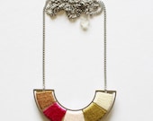 The Color Wheel in Raspberry Fields - Reclaimed Stainless Steel and Cotton Necklace.