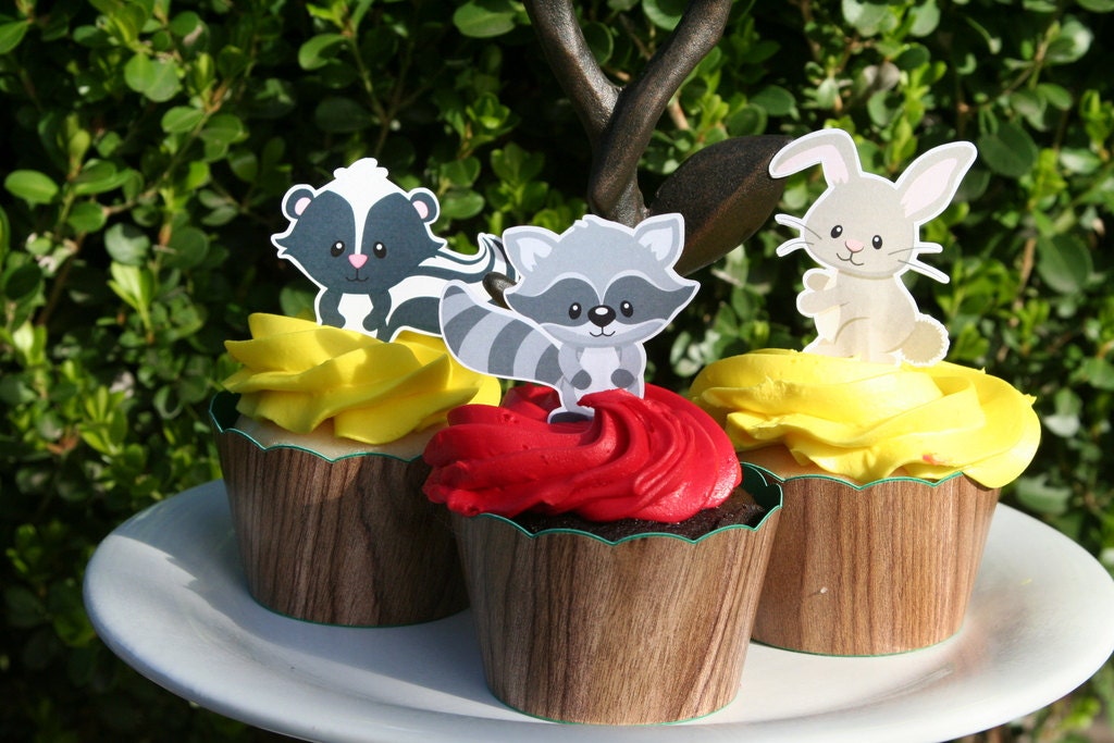 Woodland Creatures Cupcake Toppers Set of 12