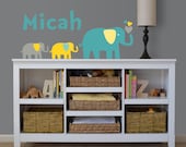 Elephant Decals, Elephant Mommy, Elephant Nursery Wall Decals, Children's Wall Decal, Vinyl Removable Decal-Set of four