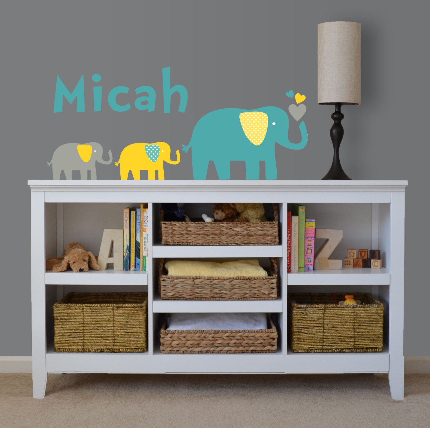 Elephant Decals, Elephant Mommy, Elephant Nursery Wall Decals, Children's Wall Decal, Vinyl Removable Decal-Set of four