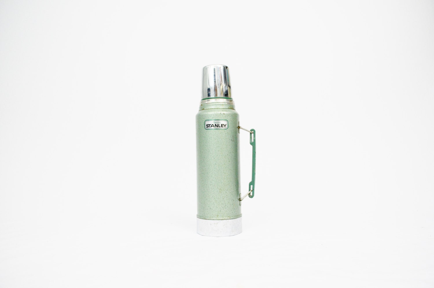 Industrial Mint Green and Chrome Metal Stanley Vacuum Thermos, Quart Size