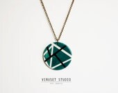 Ceramic jewelry pendant, ceramic necklace scandinavian design, handmade by Viruset Studio