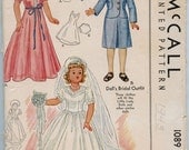 1940s Doll Clothes Pattern McCall 1089 Little Lady and other Similar 22" Dolls Bridal Trousseau UNCUT