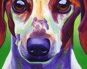 Colorful Pet Portrait Dachshund Dog Art Print 8x10 by Alicia VanNoy Call