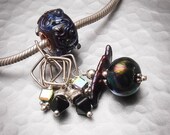 Dangle Charm Bead Sterling Silver- Mysterious - Handmade Sra Lampwork Glass Bead
