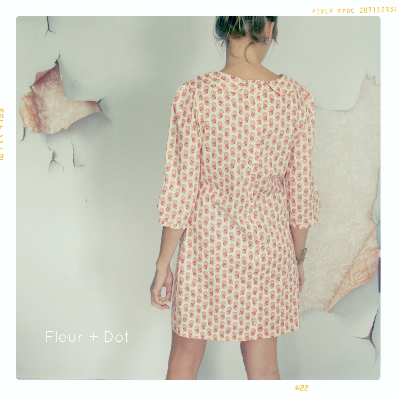 WOMENS Pink Japanese Floral Peter Pan Collar Shift Dress from Fleur and Dot Spring Summer 13