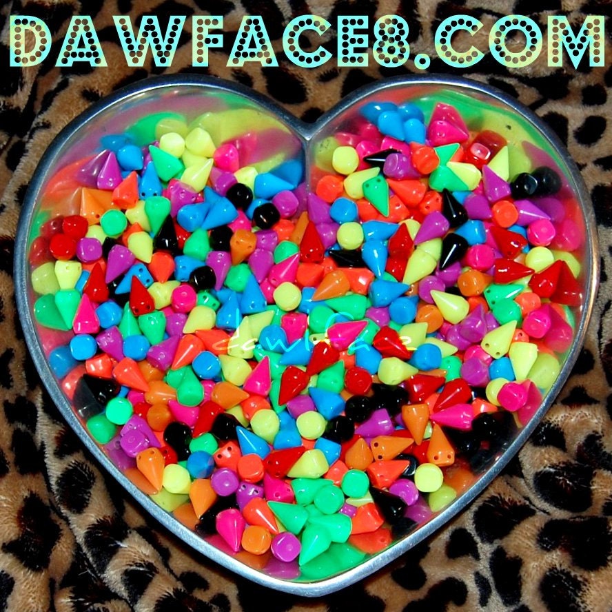 Colorful Acrylic Spike Beads 45 pcs
