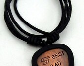 Personalized Guitar Pick - Hand Stamped Copper Guitar Pick Necklace - Personalized Father Pick with Holder - World's Best Dad