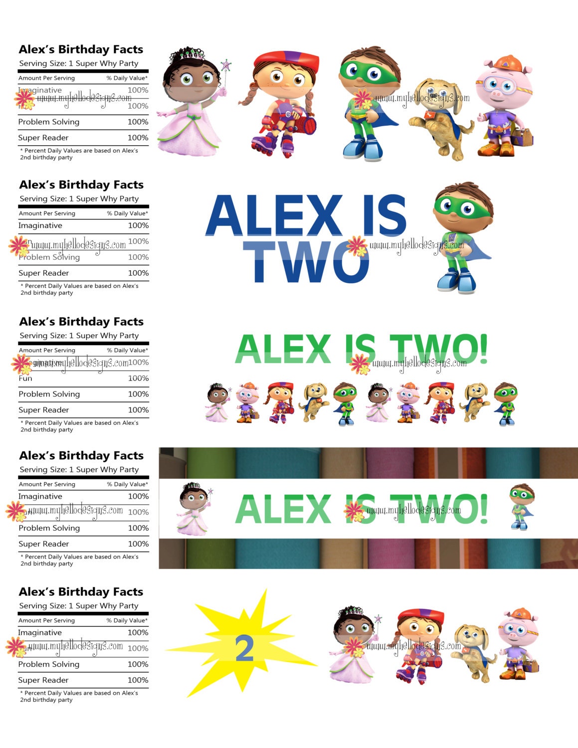 Super Why Water Bottle Labels