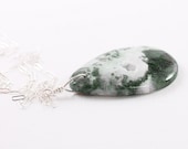 Natural stone jewelry moss agate necklace sterling silver