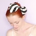 Black and white stripe bow headband made of silk OOAK by Jye, Hand-made in France