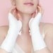 White bridal fingerless gloves Seashell design OOAK by Jye, Hand-made in France