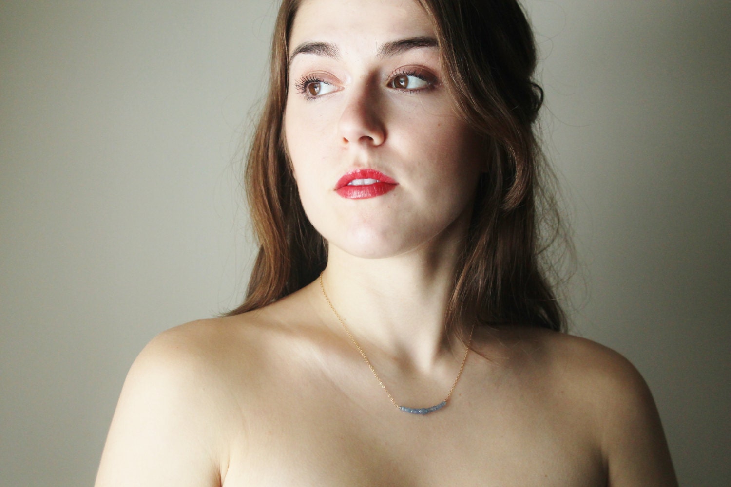 Blue Sapphire Necklace - 14k Gold Fill Wire Wrapped Gemstone Choker Handmade Jewelry Gifts for Her.