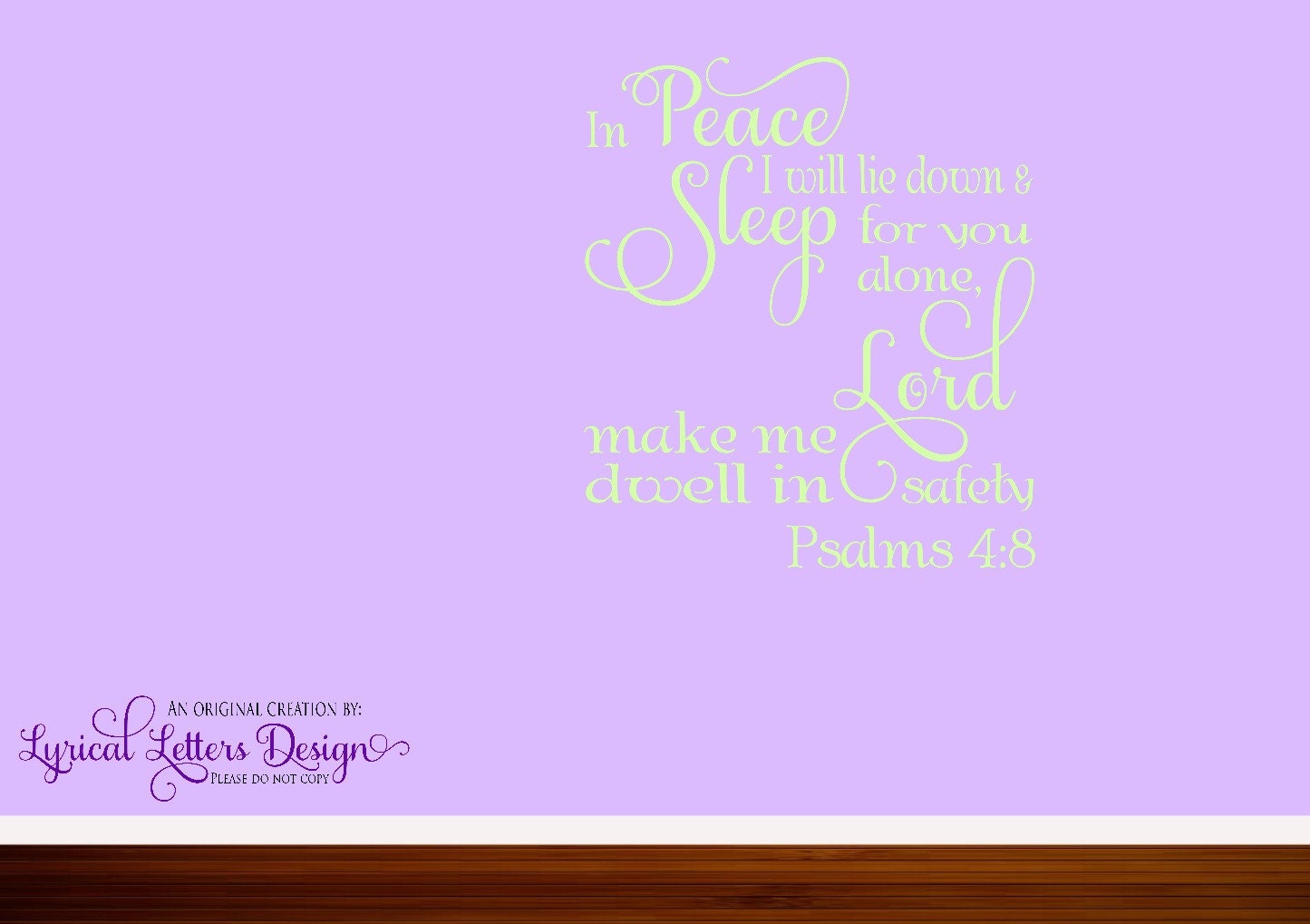 Psalms 4:8 Decal  - Measures 11.5" x 13"