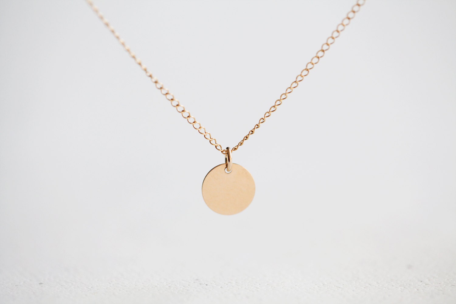 14k Gold Filled Dot Necklace - tiny gold disc drop, wear daily with any outfit, great for layering